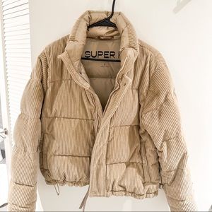 Aritzia Super Puff corduroy in nude